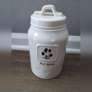 Rare Rae Dunn Dimpled Best Friend Artisan Collection Magenta Pawprint Canister